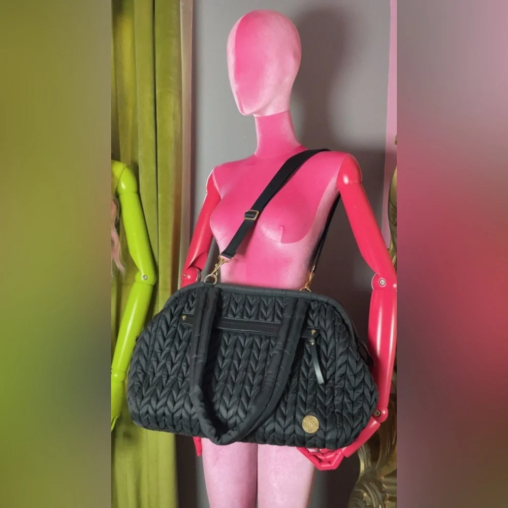 Chic Black Quilted Baby Bag
